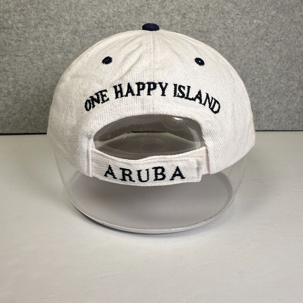 Aruba Golf One Happy Island Hat Mens White‎ Adjustable Strap Back 100% Cotton - Picture 4 of 9